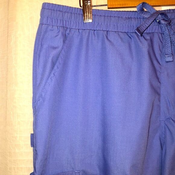 Red Panda L Men’s Ceil Blue Elastic Waist Drawstring 8+ Pocket Scrub Pants - Picture 5 of 14